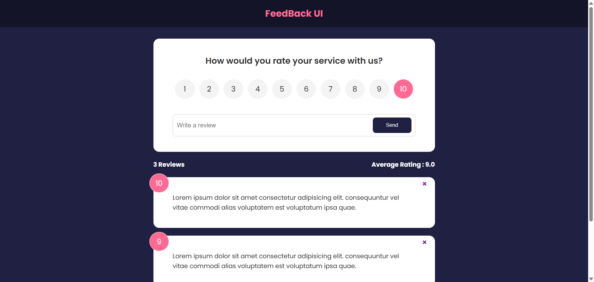 React Feedback Webapp Screenshot